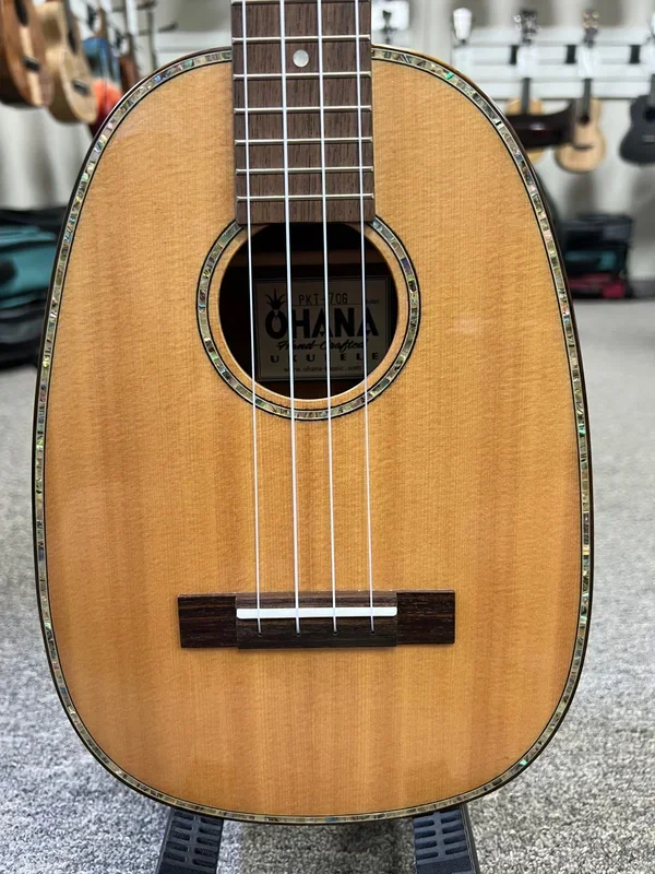 OHANA PKT-70G Pineapple Tenor Ukulele – Solid Spruce/Solid Mahogany