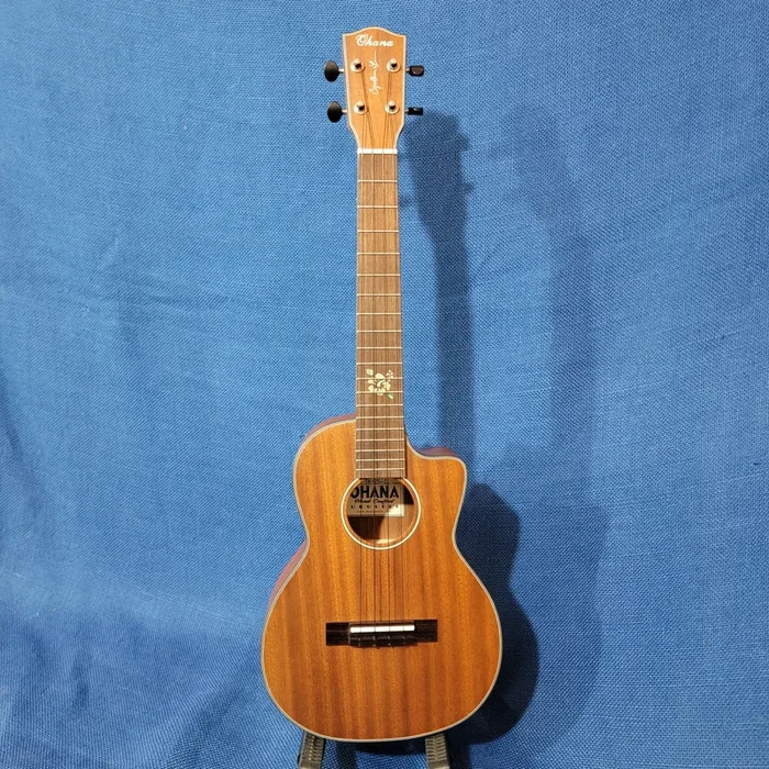 Ohana Tenor TK-25C-CL Cynthia Lin Model Solid Mahogany Top Cutaway Ukulele w/ Bag P126