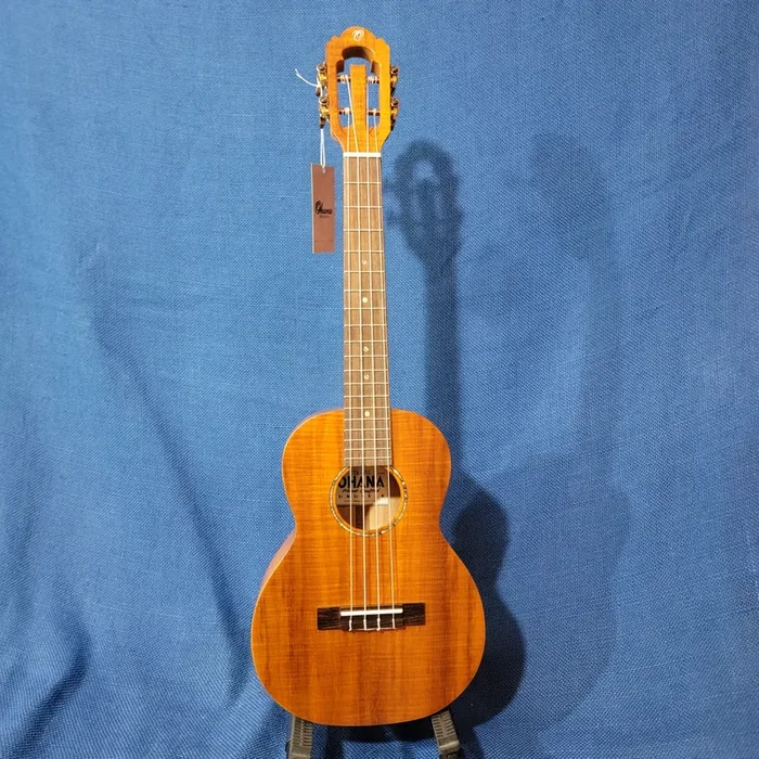 Ohana Tenor TK-450 All Solid Premium Select Koa with Slotted Headstock Matte Ukulele with Tweed Hardcase p576