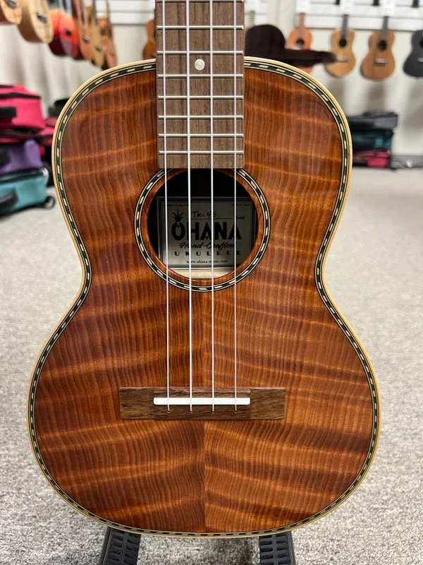 Ohana TK-45 Solid Curly Redwood/Rosewood Tenor Ukulele – Limited Edition