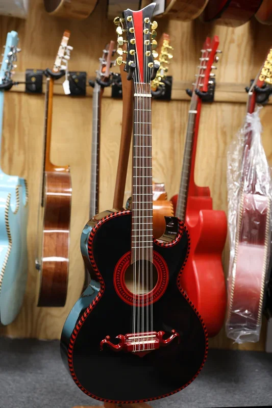 Paracho Elite Series Bajo Quinto –(Black with Red Trim)