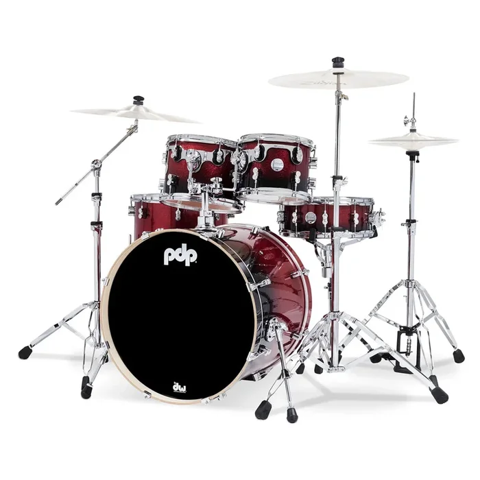 PDP Concept Maple 5-piece Shell Pack – Red To Black Sparkle Fade
