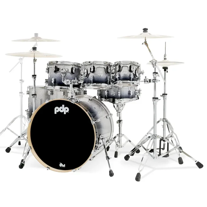 PDP Concept Maple 7-piece Shell Pack – Silver To Black Sparkle Fade
