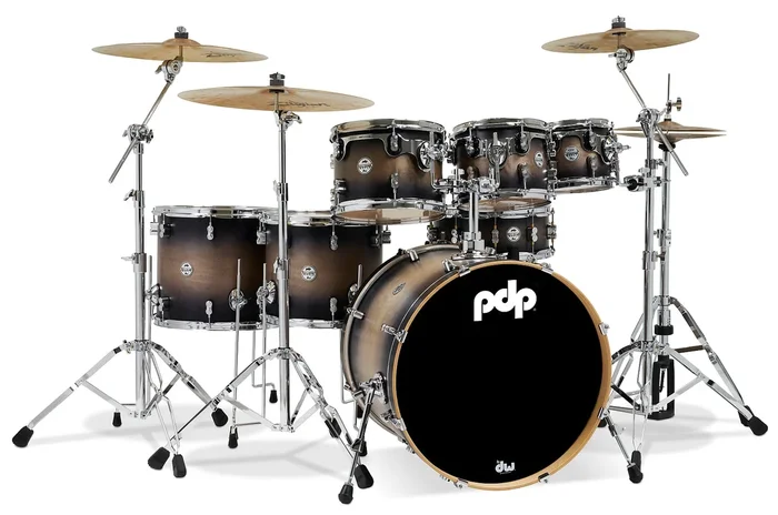 PDP Concept Maple Satin Charcoal Burst Drum Set – 22, 8, 10, 12, 14, 16, 5.5×14 – PDCM2217SCB