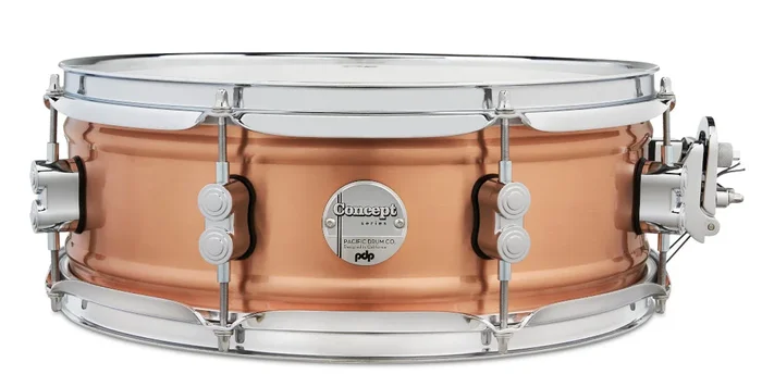 PDP Concept Series 5″ x 14″ Aluminum Snare Drum – Natural Satin Brushed Copper w/ Chrome Hardware