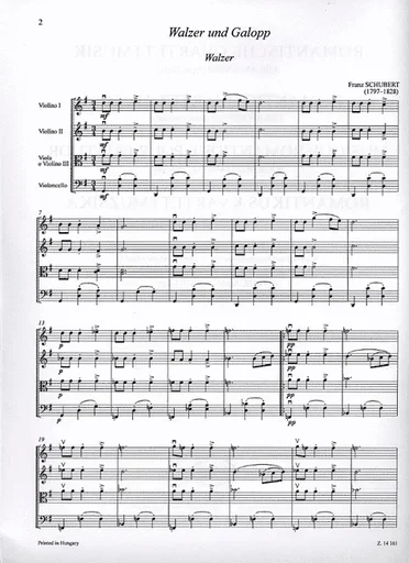 Pejtsik: Romantic Quartet Music for Beginners (string quartet), Edito Musica Budapest