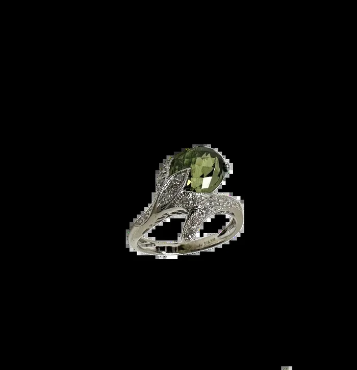 Peridot and Diamond Accent Ring