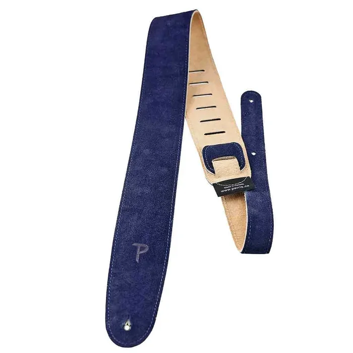 Perri’s Leather 2.5″ Soft Suede Blue Guitar Strap With Backing – P25S206