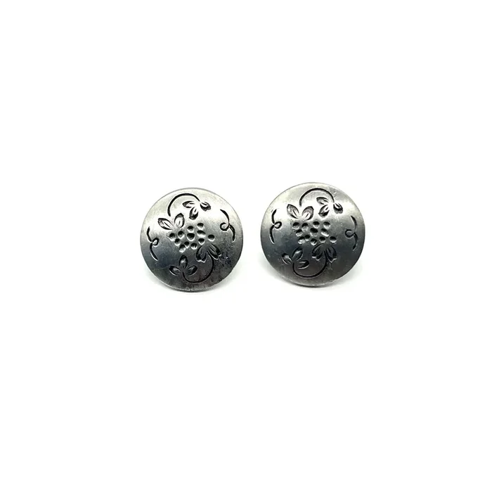 Pewter Floral Etched Earrings