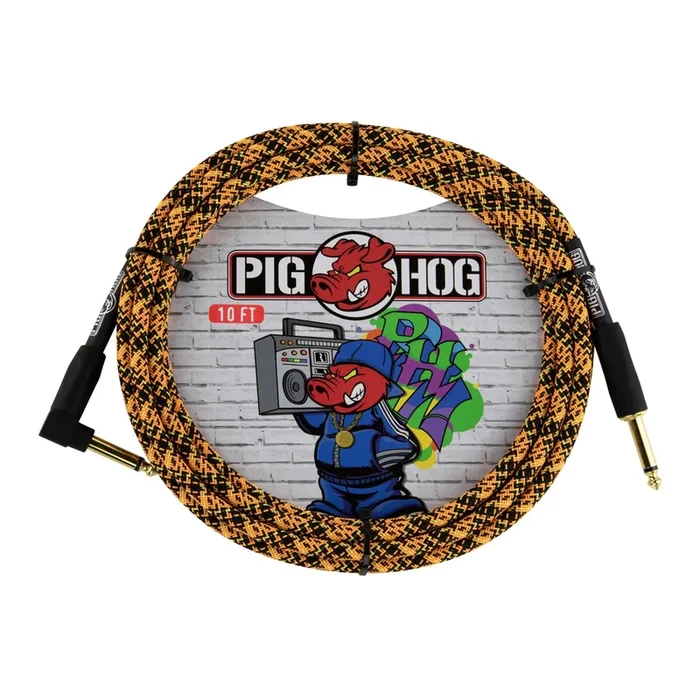 Pig Hog “Graffiti Orange” Instrument Cable – 10ft RA