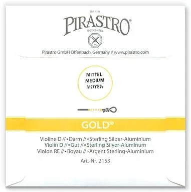 Pirastro Gold Violin D String – Knot (Silver-Wound Gut)