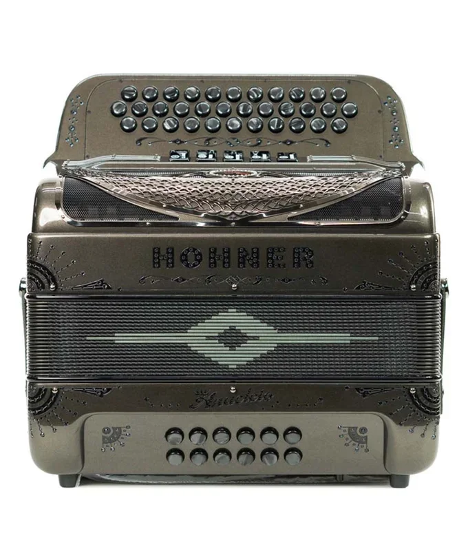 Pre Owned Hohner Anacleto Rey Del Norte III Compact GCF Accordion – Gun Metal Gray Metallic | Used