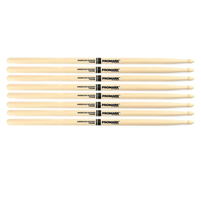 Promark American Hickory 5A Wood Tip Drum Sticks (4 Pair)