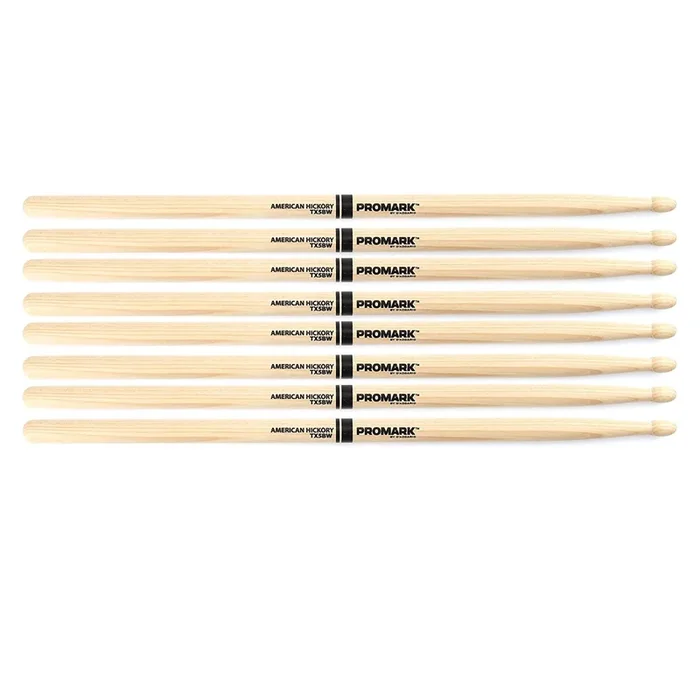 Promark American Hickory 5B Wood Tip Drum Sticks (4 Pair)