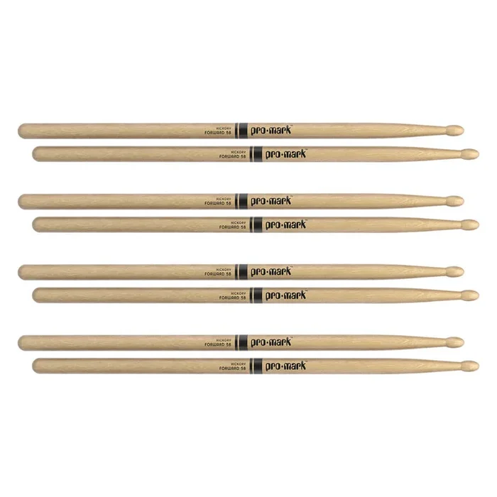 ProMark Hickory 5B Wood Tip Drum Stick – 4pr Bundle