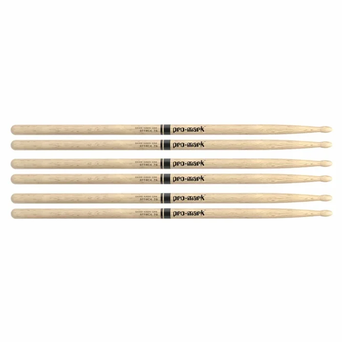 Promark Japanese White Oak 7A Wood Tip Drum Sticks (3 Pair Bundle)