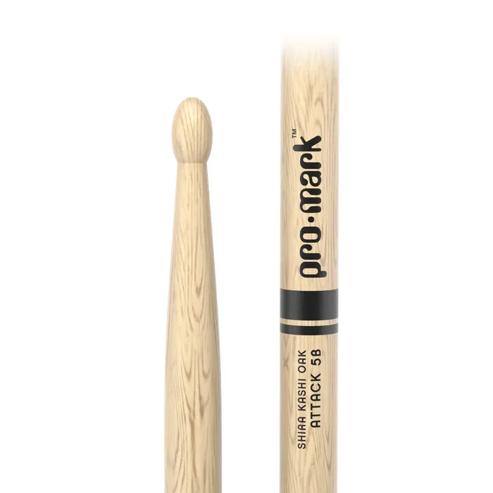 ProMark PW5BW Classic Attack 5B Shira Kashi Oak Drumstick – Oval Wood Tip