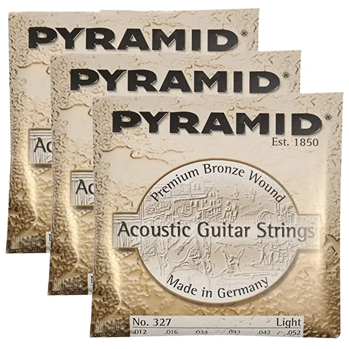 Pyramid 327 Acoustic Premium Phosphor Bronze Light 12-52 (3 Pack Bundle)