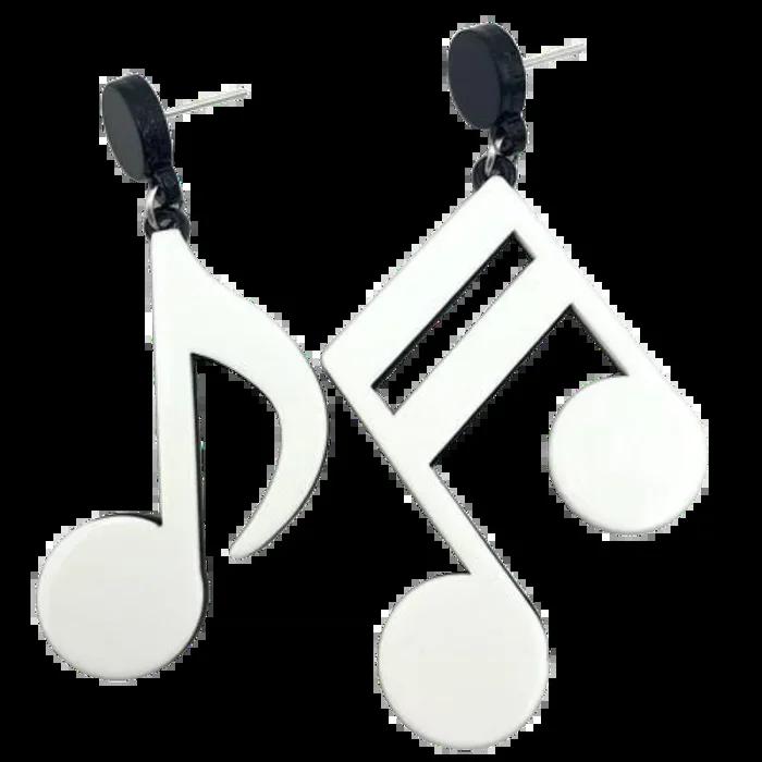 Quaver Acrylic Earrings – White on Black