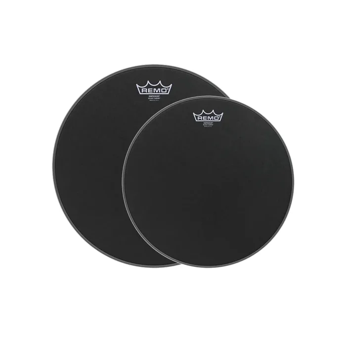 Remo 12/14″ Emperor Black Suede Drumhead (2 Pack Bundle)