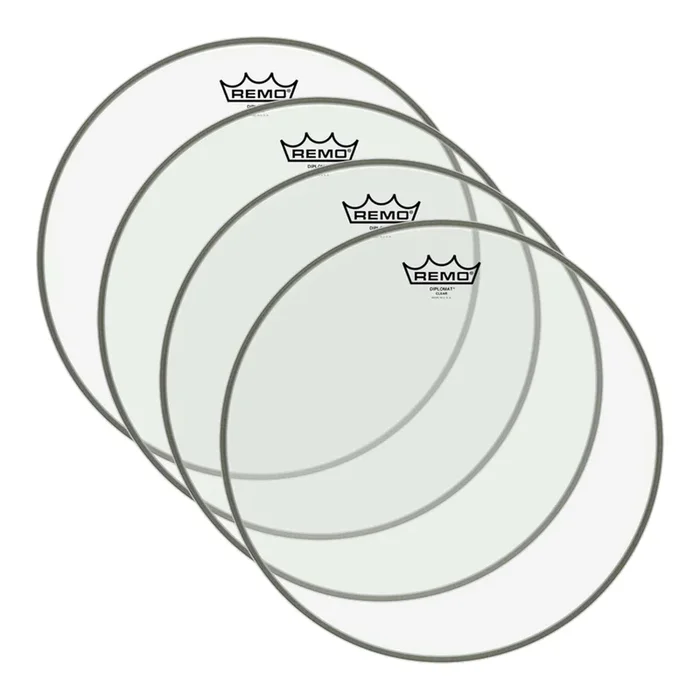Remo 15″ Diplomat Clear Drumhead (4 Pack Bundle)