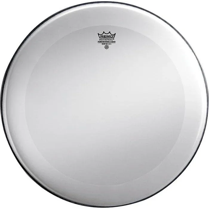 Remo Powerstroke P3 Smooth White Bass Drumhead 24″ No Stripe, w/Impact Patch