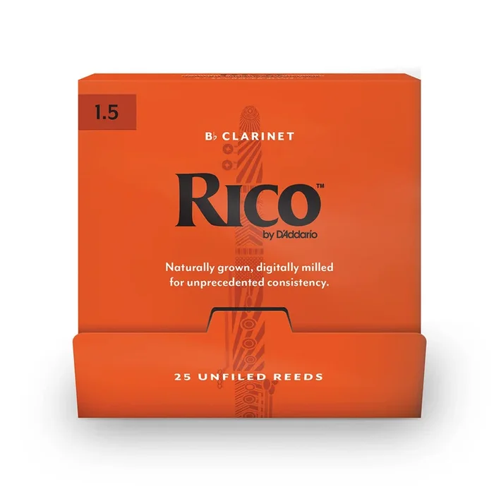 Rico by D’Addario Bb Clarinet Reeds, Strength 1.5 – 25 Pack
