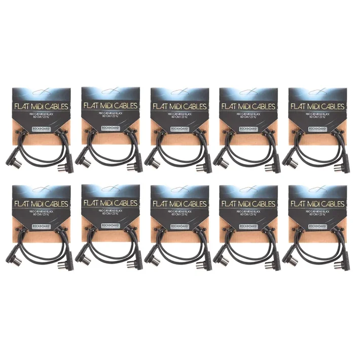 Rockgear Midi Cable, 60cm / 23.62″ Black 10 Pack Bundle