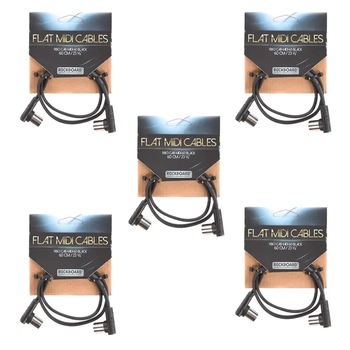 Rockgear Midi Cable, 60cm / 23.62″ Black 5 Pack Bundle