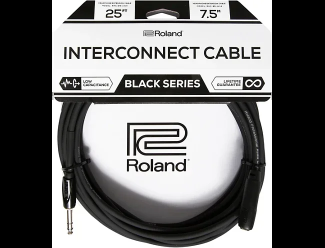 Roland 1/4″ TRS Male to Female Headphone Extension Cable 25 ft