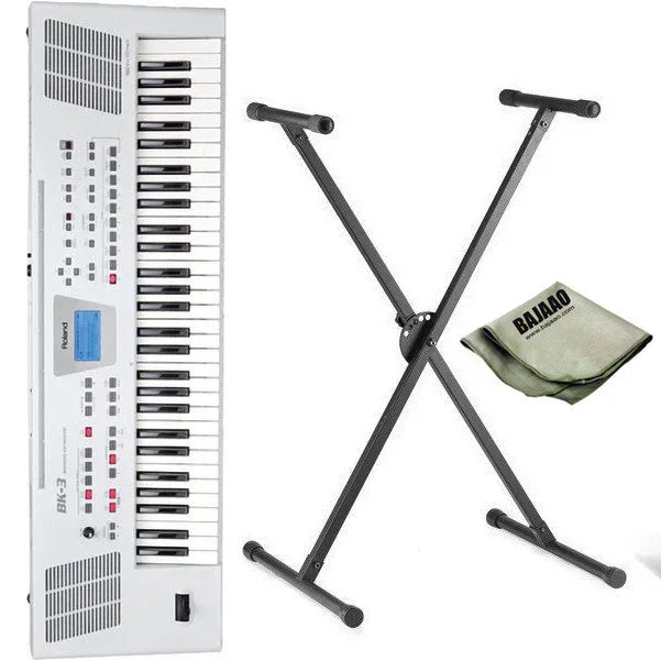Roland BK-3 61-Key Backing Keyboard – White Standard Bundle