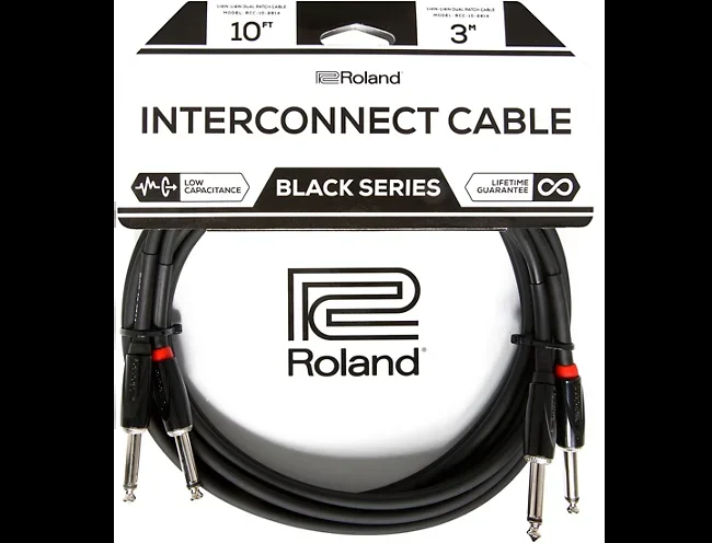 Roland Black Series Dual Dual 1/4″-1/4″ Interconnect Cable 10 ft. Black