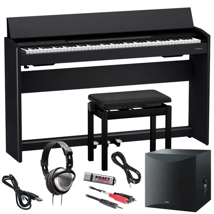 Roland F701 Digital Piano – Contemporary Black COMPLETE HOME BUNDLE PLUS