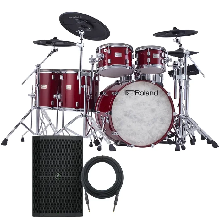 Roland VAD716 V-Drums Electronic Drum Set – Gloss Cherry MONITOR KIT