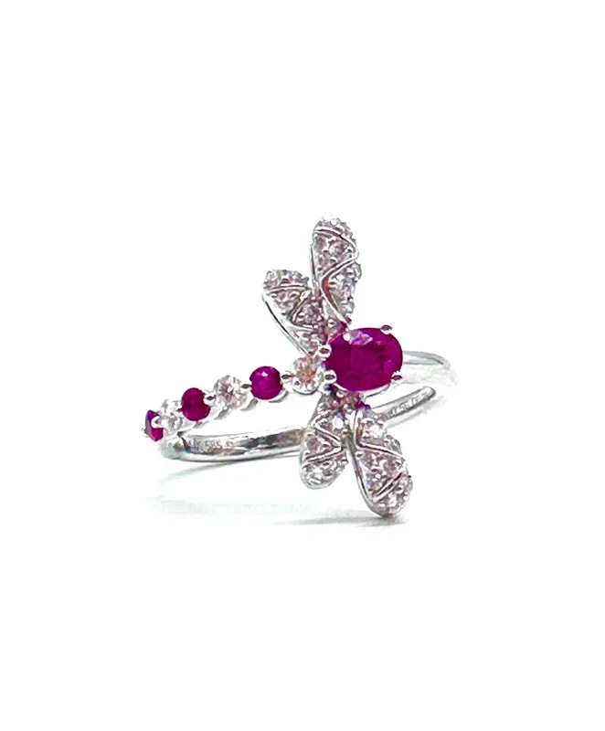 Ruby and Diamond Dragonfly Ring