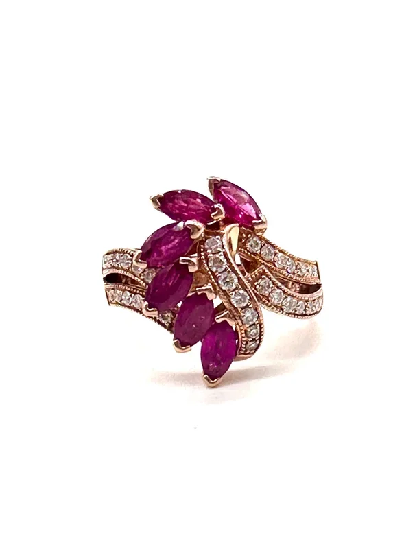 Ruby and Diamond Waterfall Ring