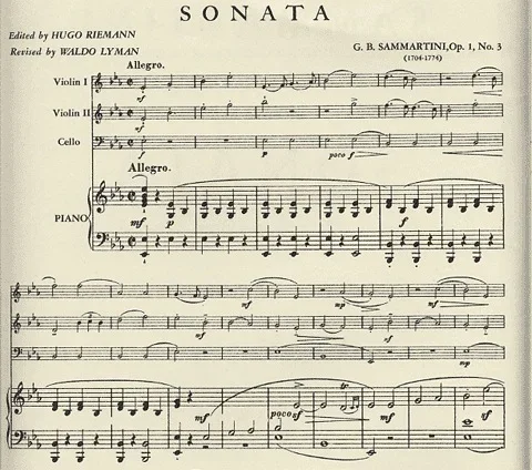 Sammartini, G.B.: Sonata Op.1#3 in Eb major (2 violins & piano with cello ad lib)