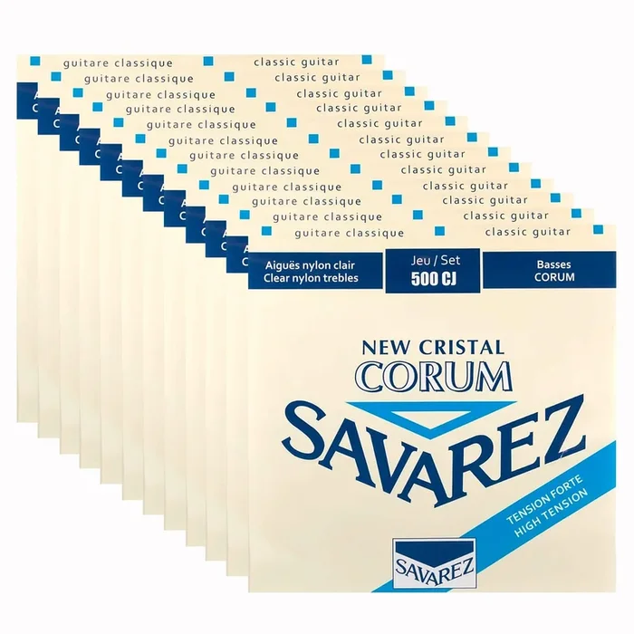 Savarez 500CJ Cristal Corum High Tension Trebles Normal Tension Basses 12 Pack Bundle