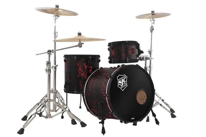 School of Rock 3pc 8×12 16×16 18×22 – Matte Black w/ Red Splatter