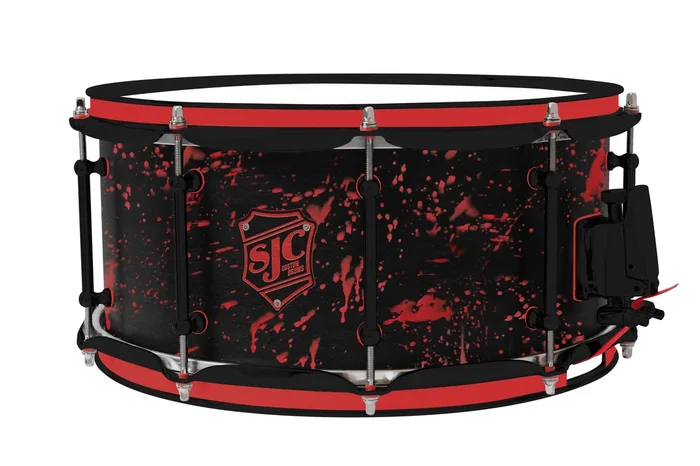 School of Rock 6.5×14 Snare – Matte Black w/ Red Splatter