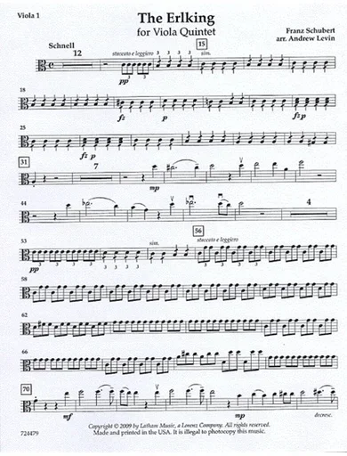 Schubert, F. (Levin): The Erlking for Viola Quintet (5 violas)