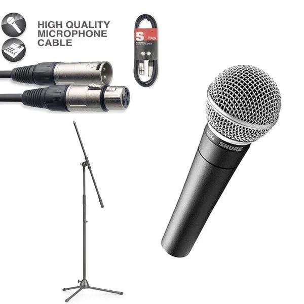 Shure SM58-LC Dynamic Cardioid Professional Vocal Microphone Bundle