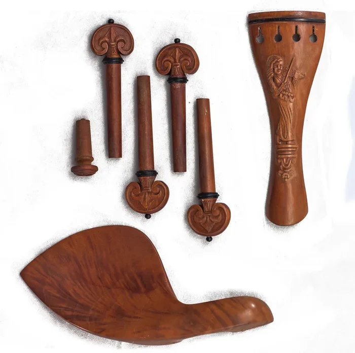 SKY Brand New 4/4 Full Size Jujube wood Violin Parts Set Carved Angel Pattern 7 Pcs