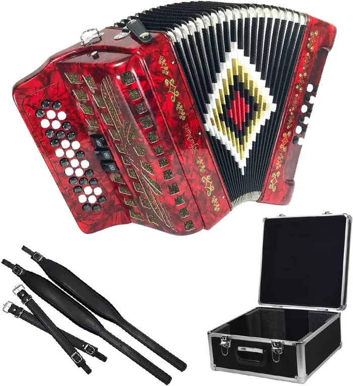 SofiaMari NSM-3412 34-Button 12 Bass Accordion GCF Red