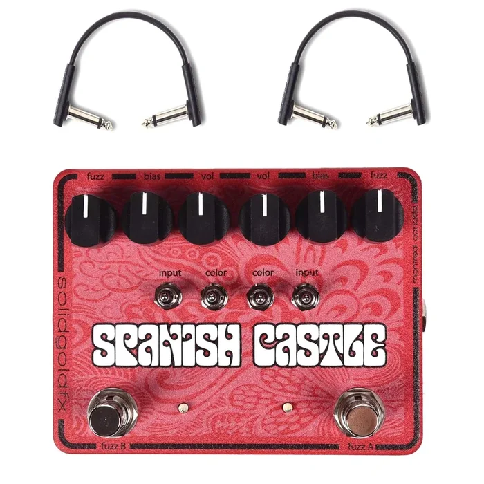 SolidGoldFX Spanish Castle Dual Fuzz w/RockBoard Flat Patch Cables Bundle