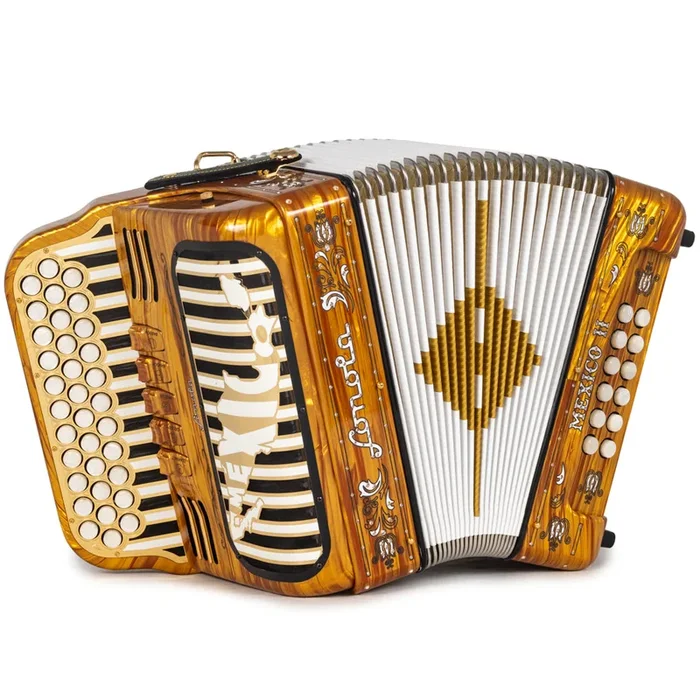 Sonola Mexico II Ultra Compact 5 Switch GCF Accordion Gold Wood with White