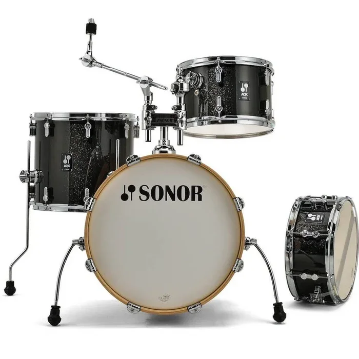 Sonor AQX 4pc Jazz Drum Set Black Midnight Sparkle
