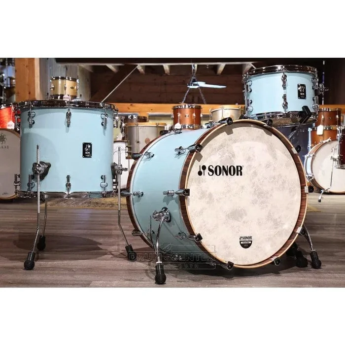 Sonor SQ1 3pc Drum Set 20/12/14 Cruiser Blue w/Walnut Hoops