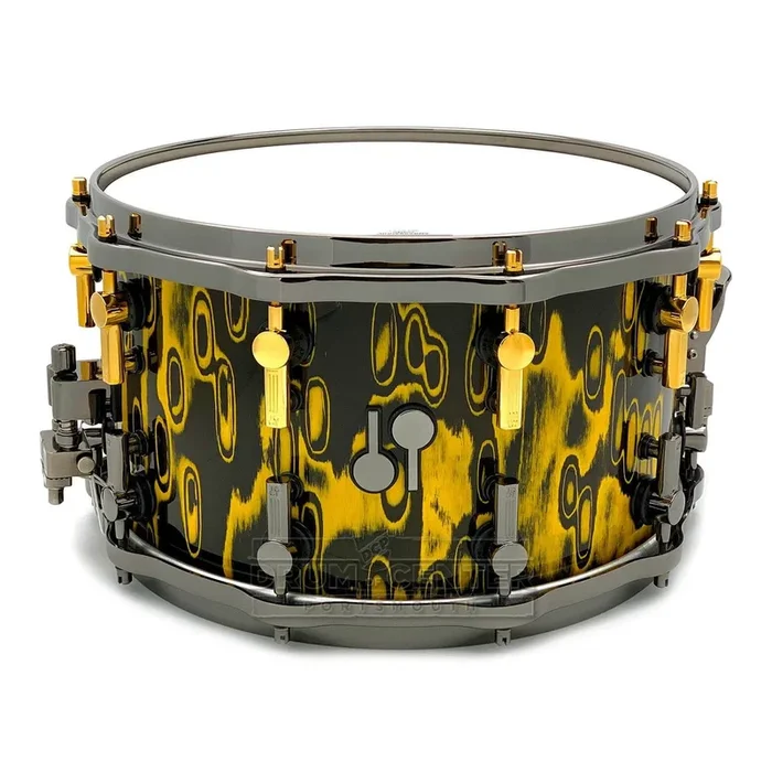Sonor SQ2 Heavy Beech Snare Drum 14×8 Yellow Tribal w/Black & Gold Hardware