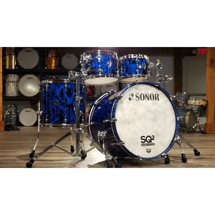 Sonor SQ2 Vintage Beech 4pc 22/10/12/16 Drum Set Blue Tribal